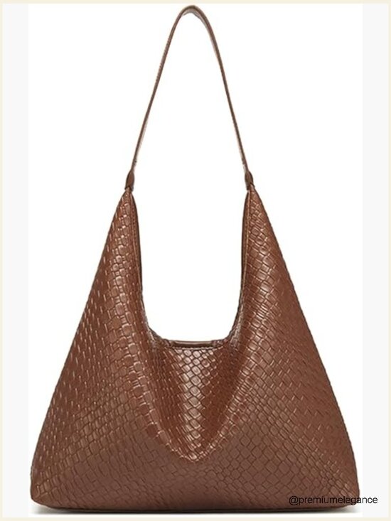 Handbags - Women's Woven Hobo Tote, Large Capacity Faux Leather Shoulder Bag